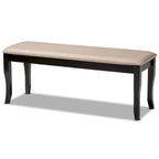 Banc de salle à manger en tissu d'ameublement de transition, moderne et contemporain, avec finition en bois brun foncé