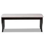Banc de salle à manger en tissu d'ameublement de transition, moderne et contemporain, avec finition en bois brun foncé