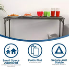 Table utilitaire pliante COSCO 20 x 48 à hauteur réglable en résine, noire