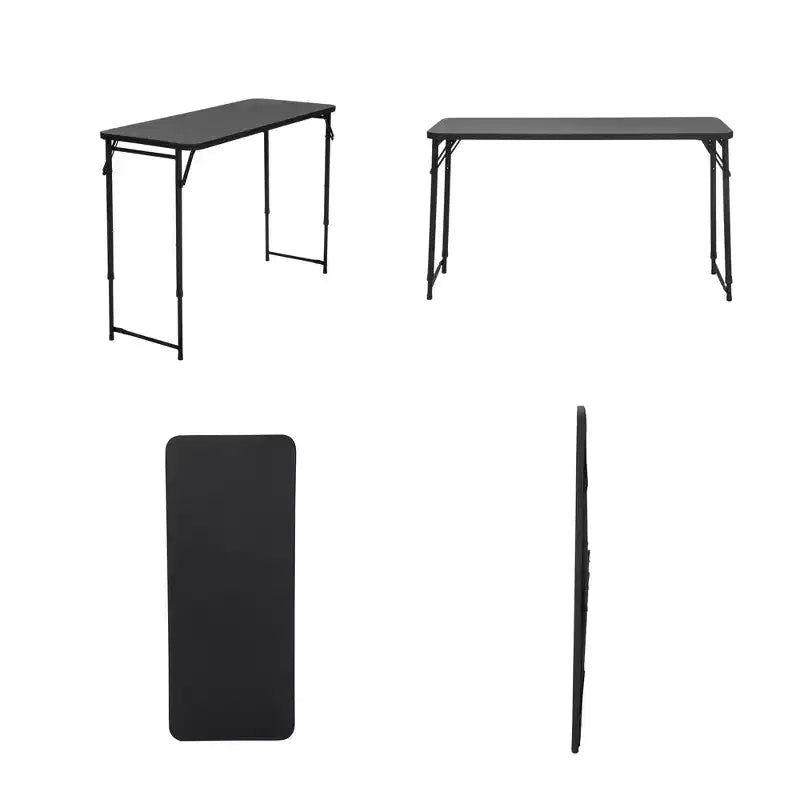 Table utilitaire pliante COSCO 20 x 48 à hauteur réglable en résine, noire