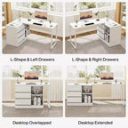 Bureau d'ordinateur d'angle Lantine avec tiroirs et étagères