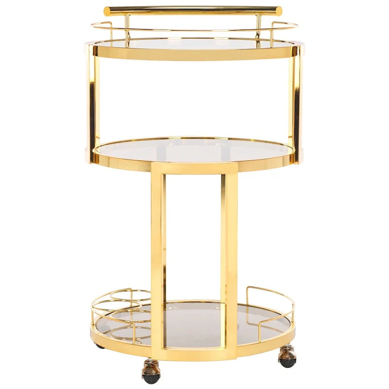 SAFAVIEH Sueann Chariot de bar rond à 3 niveaux-Or / Thé - 22.1 x 19.7 x 34.3 - 22Lx20Px34H