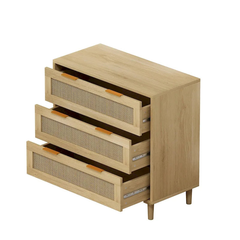 Meuble de rangement 3 tiroirs en rotin