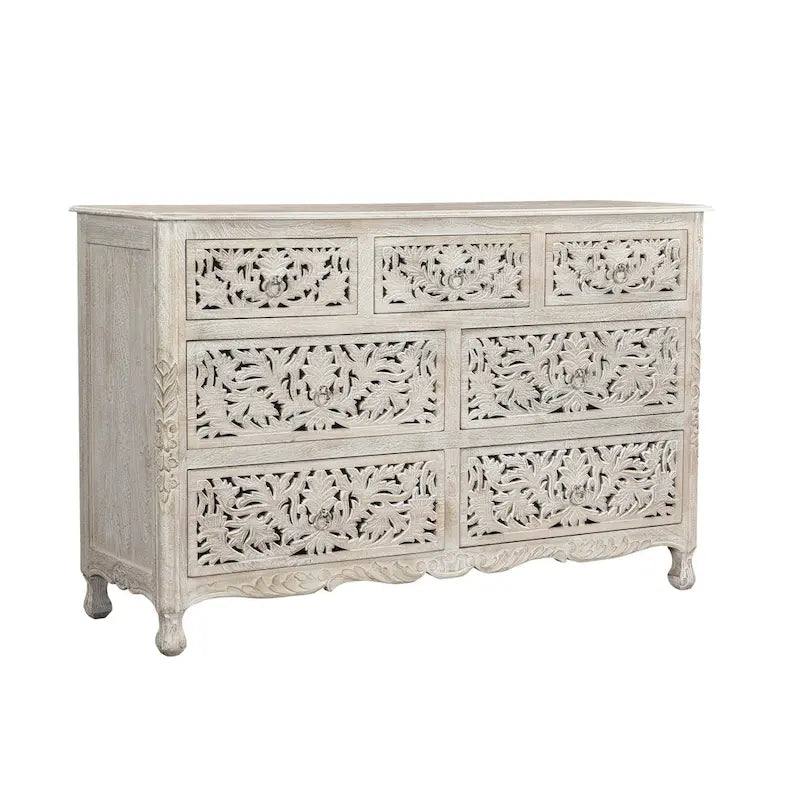 Commode Florence en bois sculpté à 7 tiroirs