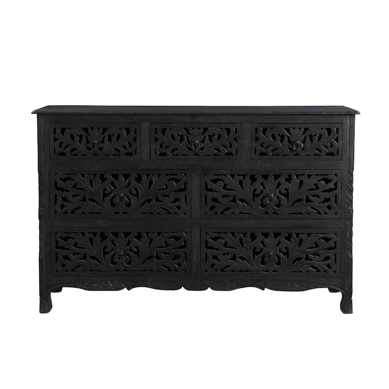 Commode Florence en bois sculpté à 7 tiroirs
