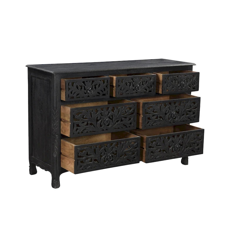 Commode Florence en bois sculpté à 7 tiroirs