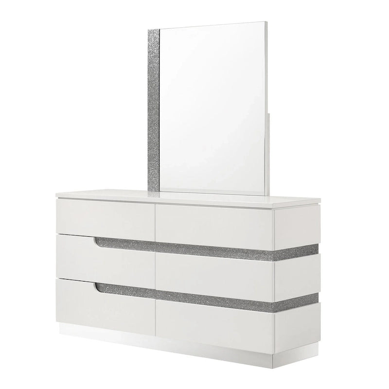 Ensemble de chambre à coucher Corazon blanc 4 pièces de New Classic Furniture avec table de chevet