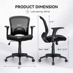 Fauteuil de bureau ergonomique en maille avec soutien lombaire, capacité de 150 kg