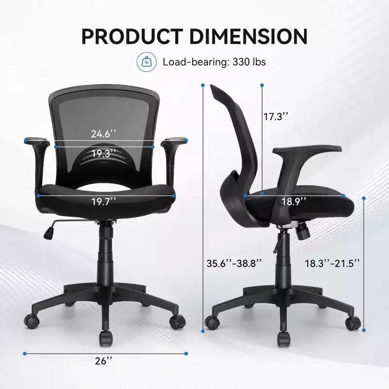 Fauteuil de bureau ergonomique en maille avec soutien lombaire, capacité de 150 kg