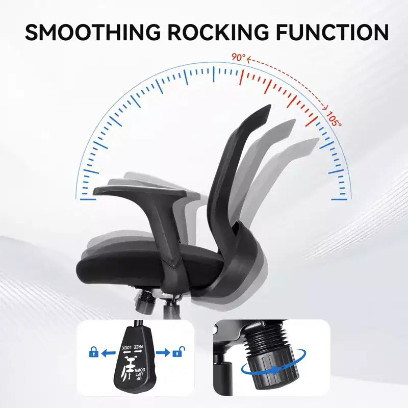 Fauteuil de bureau ergonomique en maille avec soutien lombaire, capacité de 150 kg