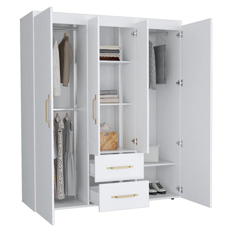 Armoire Bariloche avec tringles, étagères et 2 tiroirs