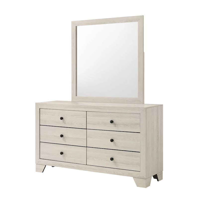 Ensemble de chambre à coucher Annis 6 pièces, plateforme blanche