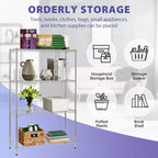 Étagère métallique à 4 niveaux FDW, unité de rangement robuste, organisateur de garage, rayonnage métallique