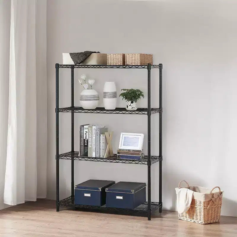Étagère métallique à 4 niveaux FDW, unité de rangement robuste, organisateur de garage, rayonnage métallique