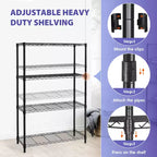 Étagère métallique à 4 niveaux FDW, unité de rangement robuste, organisateur de garage, rayonnage métallique