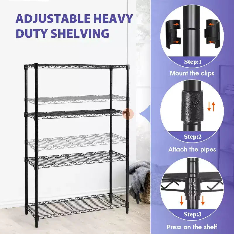 Étagère métallique à 4 niveaux FDW, unité de rangement robuste, organisateur de garage, rayonnage métallique
