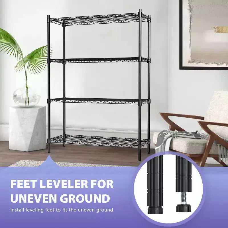 Étagère métallique à 4 niveaux FDW, unité de rangement robuste, organisateur de garage, rayonnage métallique