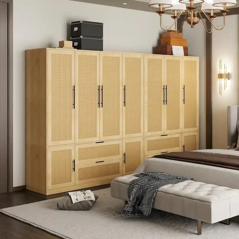 Ensemble de rangement de placard d'armoire familial style rotin 110 W - N/A