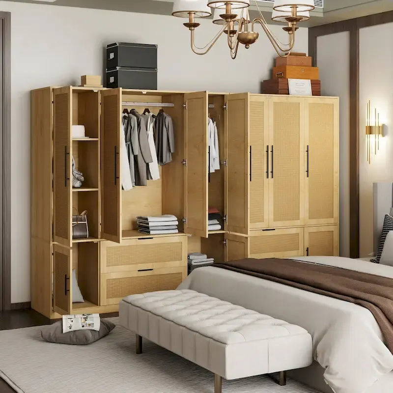 Ensemble de rangement de placard d'armoire familial style rotin 110 W - N/A