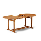 Ensemble d'extérieur - Chaises d'extérieur à dossier à lattes et une table à plateau ovale avec pieds en bois - Fini à l'huile naturelle (Option de pièces)