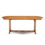 Ensemble d'extérieur - Chaises d'extérieur à dossier à lattes et une table à plateau ovale avec pieds en bois - Fini à l'huile naturelle (Option de pièces)