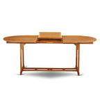 Ensemble d'extérieur - Chaises d'extérieur à dossier à lattes et une table à plateau ovale avec pieds en bois - Fini à l'huile naturelle (Option de pièces)