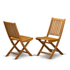 Ensemble d'extérieur - Chaises d'extérieur à dossier à lattes et une table à plateau ovale avec pieds en bois - Fini à l'huile naturelle (Option de pièces)