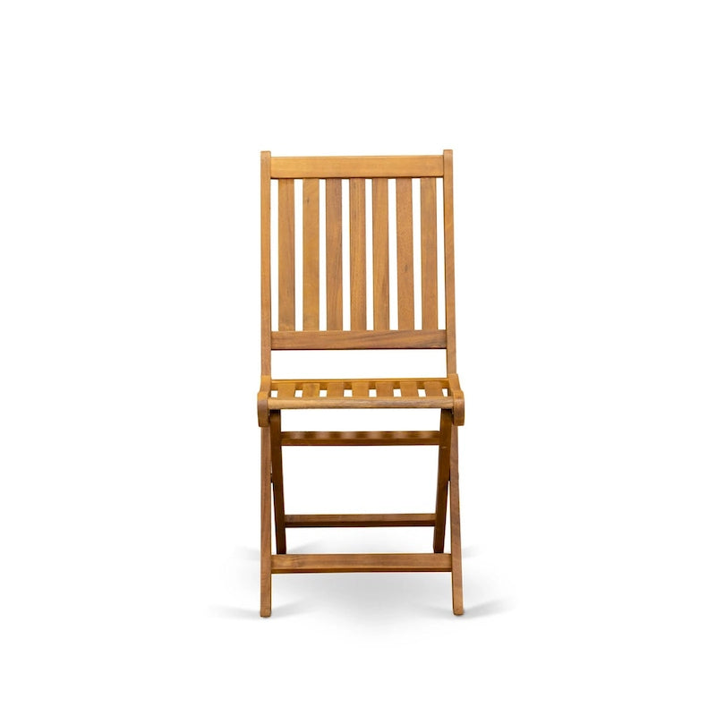 Ensemble d'extérieur - Chaises d'extérieur à dossier à lattes et une table à plateau ovale avec pieds en bois - Fini à l'huile naturelle (Option de pièces)