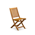 Ensemble d'extérieur - Chaises d'extérieur à dossier à lattes et une table à plateau ovale avec pieds en bois - Fini à l'huile naturelle (Option de pièces)