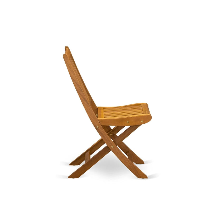Ensemble d'extérieur - Chaises d'extérieur à dossier à lattes et une table à plateau ovale avec pieds en bois - Fini à l'huile naturelle (Option de pièces)