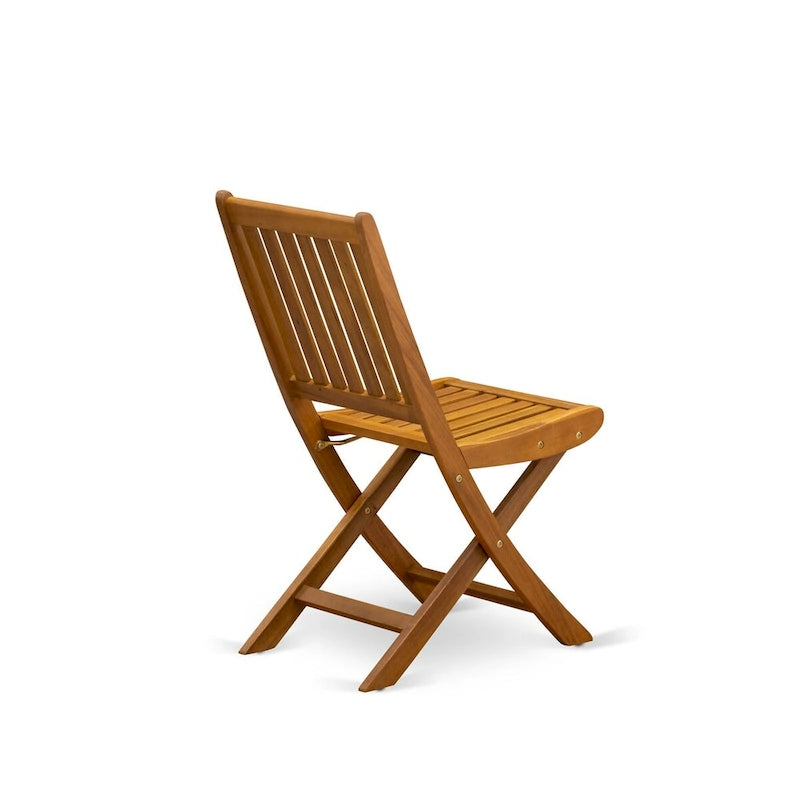 Ensemble d'extérieur - Chaises d'extérieur à dossier à lattes et une table à plateau ovale avec pieds en bois - Fini à l'huile naturelle (Option de pièces)