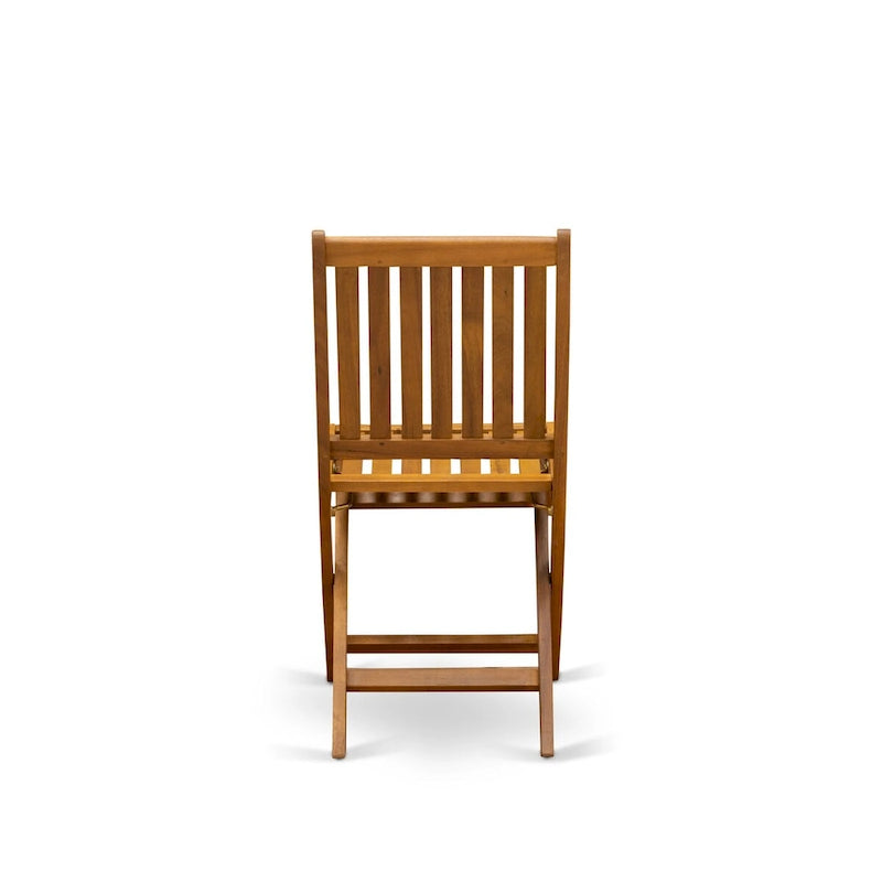 Ensemble d'extérieur - Chaises d'extérieur à dossier à lattes et une table à plateau ovale avec pieds en bois - Fini à l'huile naturelle (Option de pièces)