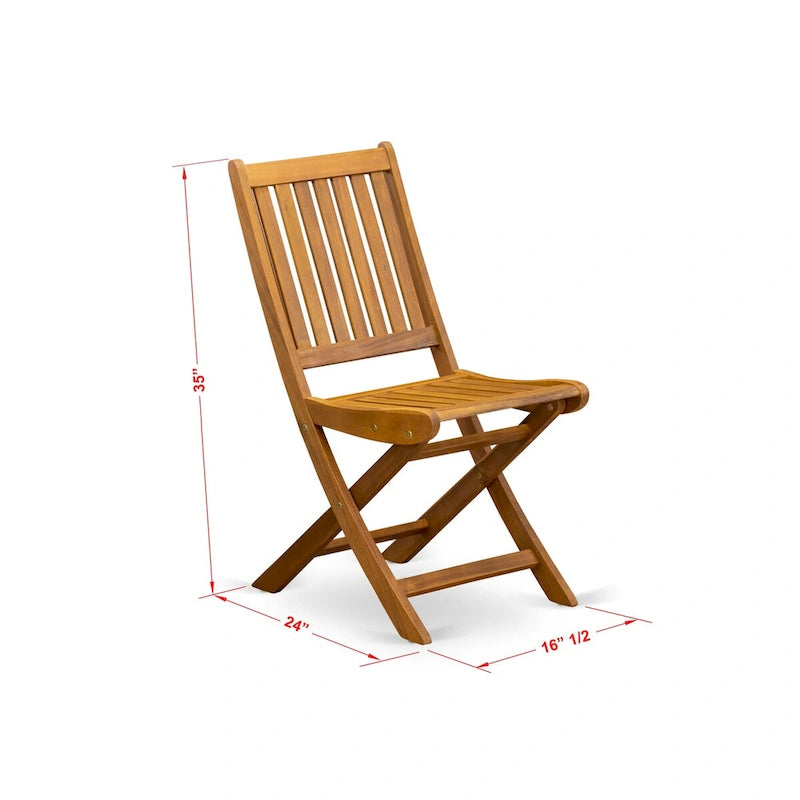 Ensemble d'extérieur - Chaises d'extérieur à dossier à lattes et une table à plateau ovale avec pieds en bois - Fini à l'huile naturelle (Option de pièces)