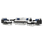 Ensemble de salon de jardin Milo Espresso 8 pièces Sunbrella avec fauteuils pivotants