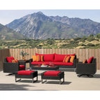 Ensemble de salon de jardin Milo Espresso 8 pièces Sunbrella avec fauteuils pivotants