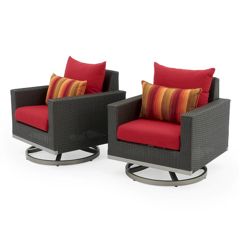 Ensemble de salon de jardin Milo Espresso 8 pièces Sunbrella avec fauteuils pivotants