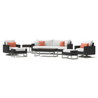 Ensemble de salon de jardin Milo Espresso 8 pièces Sunbrella avec fauteuils pivotants