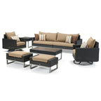 Ensemble de salon de jardin Milo Espresso 8 pièces Sunbrella avec fauteuils pivotants