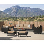 Ensemble de salon de jardin Milo Espresso 8 pièces Sunbrella avec fauteuils pivotants