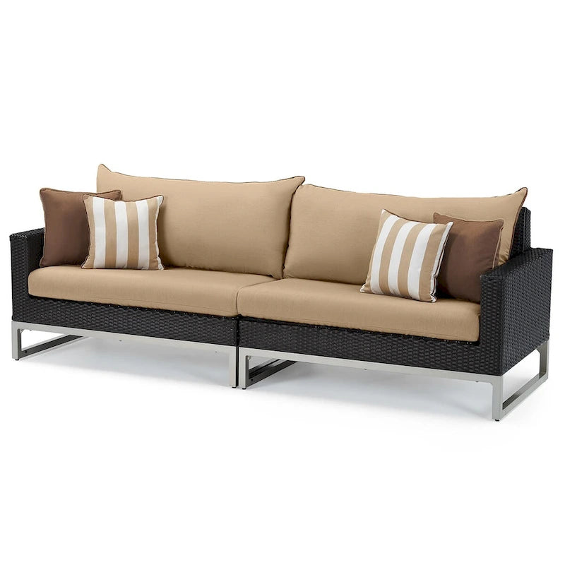Ensemble de salon de jardin Milo Espresso 8 pièces Sunbrella avec fauteuils pivotants