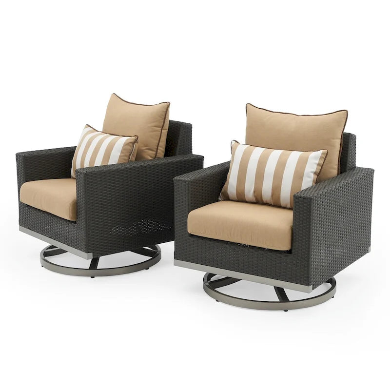 Ensemble de salon de jardin Milo Espresso 8 pièces Sunbrella avec fauteuils pivotants