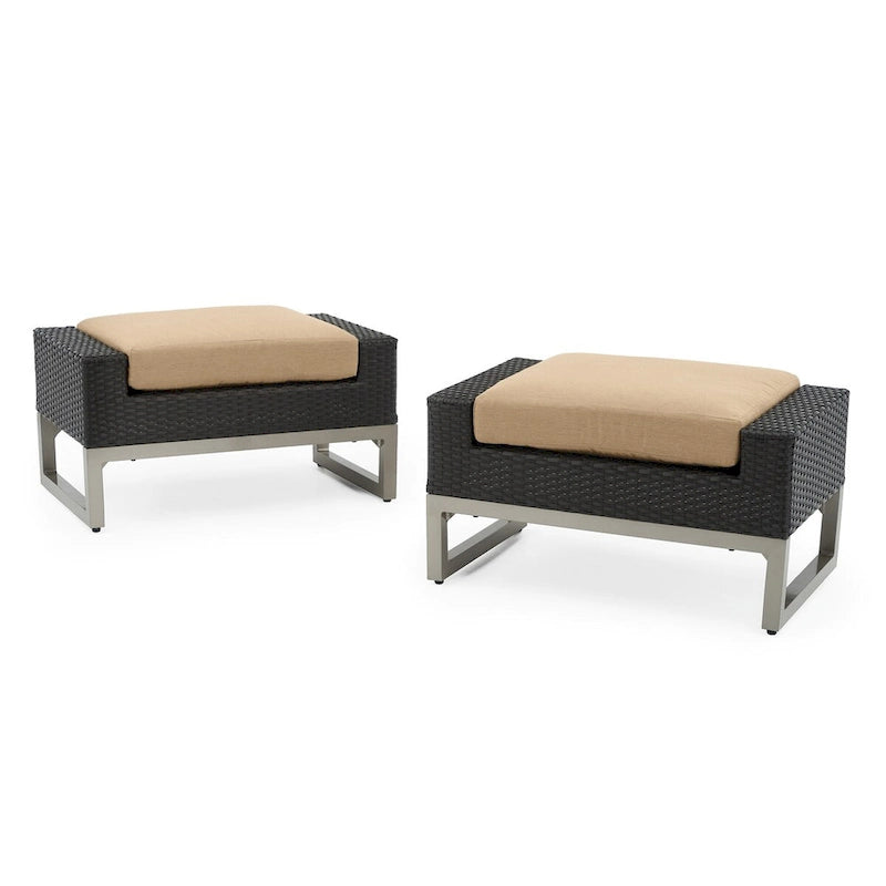 Ensemble de salon de jardin Milo Espresso 8 pièces Sunbrella avec fauteuils pivotants
