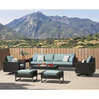 Ensemble de salon de jardin Milo Espresso 8 pièces Sunbrella avec fauteuils pivotants