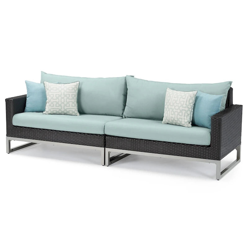 Ensemble de salon de jardin Milo Espresso 8 pièces Sunbrella avec fauteuils pivotants