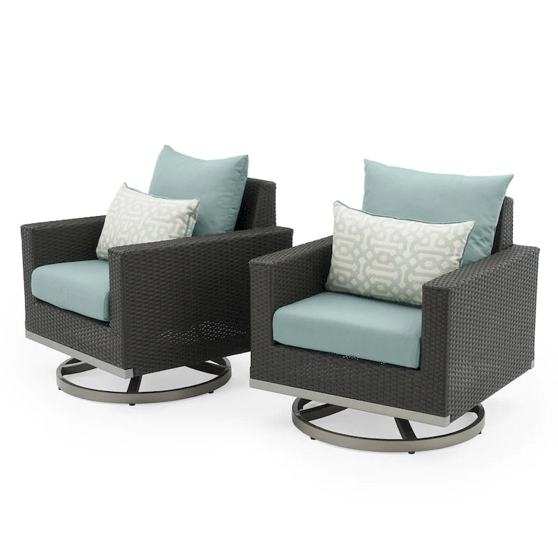 Ensemble de salon de jardin Milo Espresso 8 pièces Sunbrella avec fauteuils pivotants