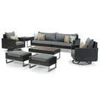 Ensemble de salon de jardin Milo Espresso 8 pièces Sunbrella avec fauteuils pivotants