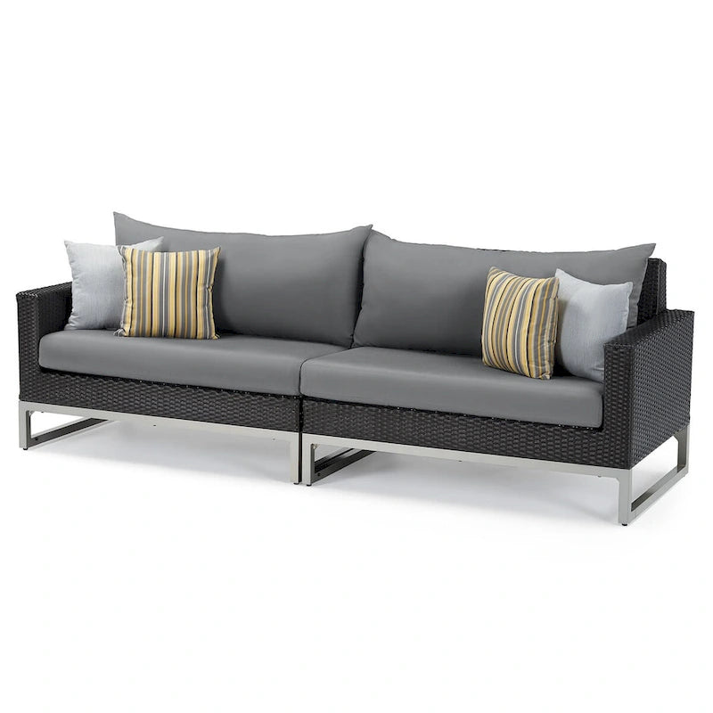 Ensemble de salon de jardin Milo Espresso 8 pièces Sunbrella avec fauteuils pivotants