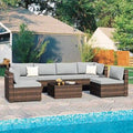 Ensemble de salon de jardin moderne 7 pièces en rotin Patio Watcher pour l'arrière-cour