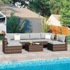 Ensemble de salon de jardin moderne 7 pièces en rotin Patio Watcher pour l'arrière-cour