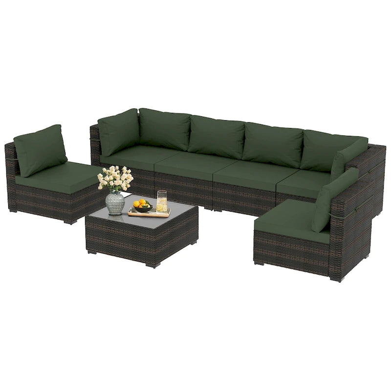 Ensemble de salon de jardin moderne 7 pièces en rotin Patio Watcher pour l'arrière-cour